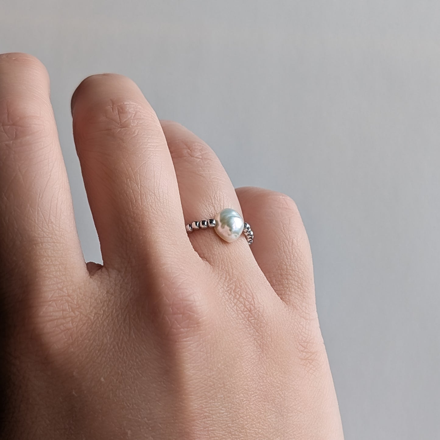 Silver Halo Pearl Ring