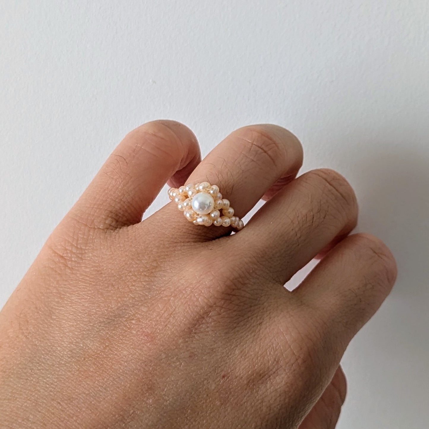 Knitted flower ring