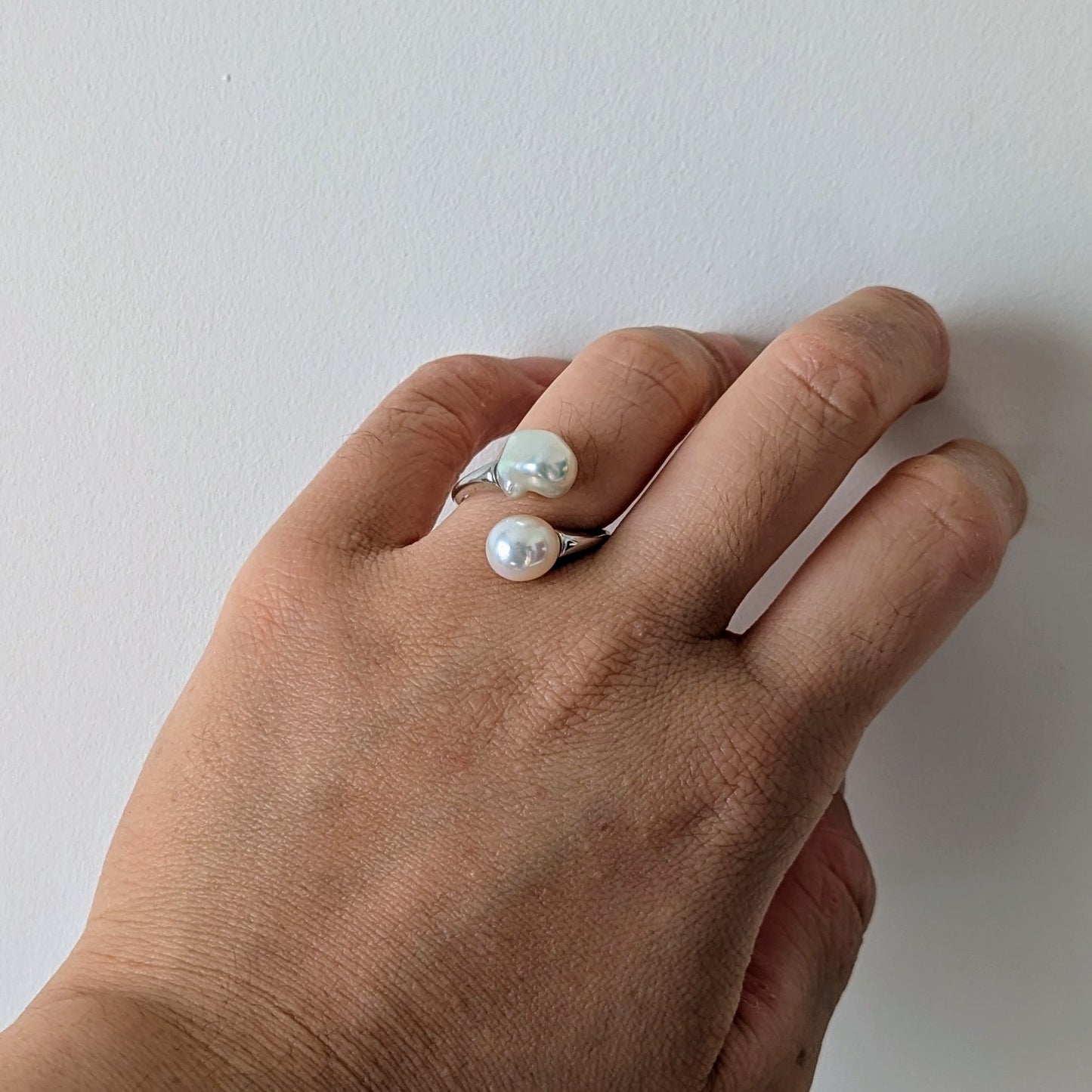 Keshi and Teardrop Pearl Ring