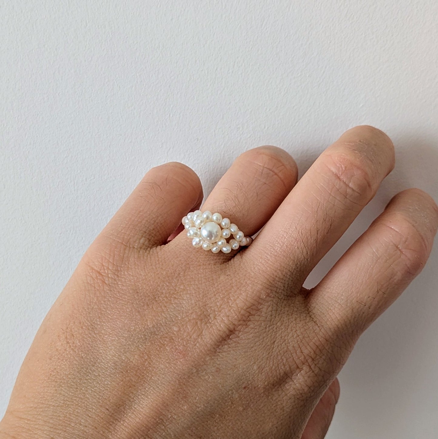 Knitted flower ring