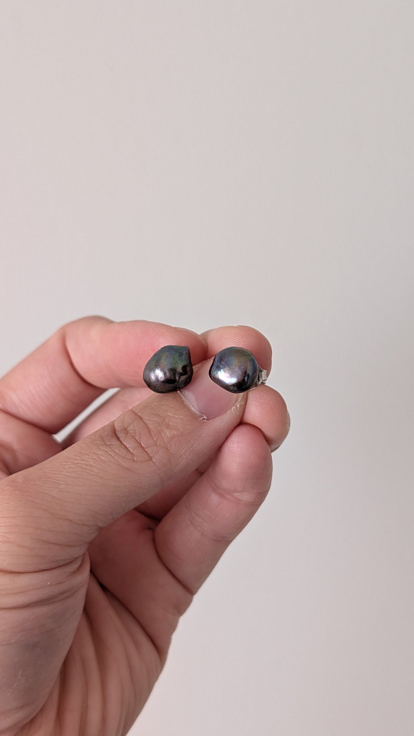 Keshi Pearl Stud | Peacock Blue