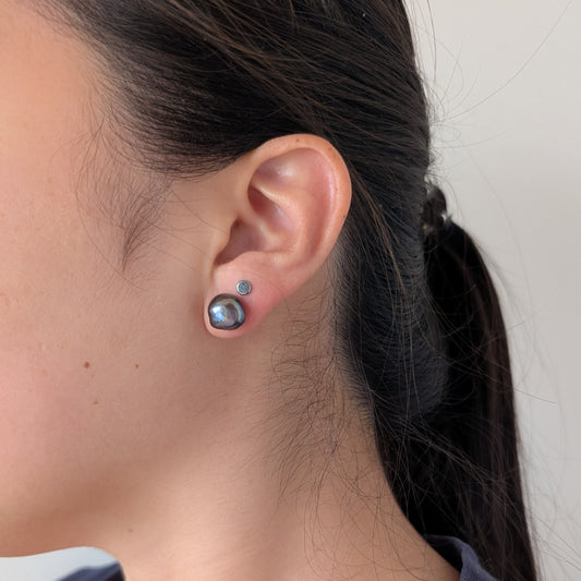 Keshi Pearl Stud | Peacock Blue