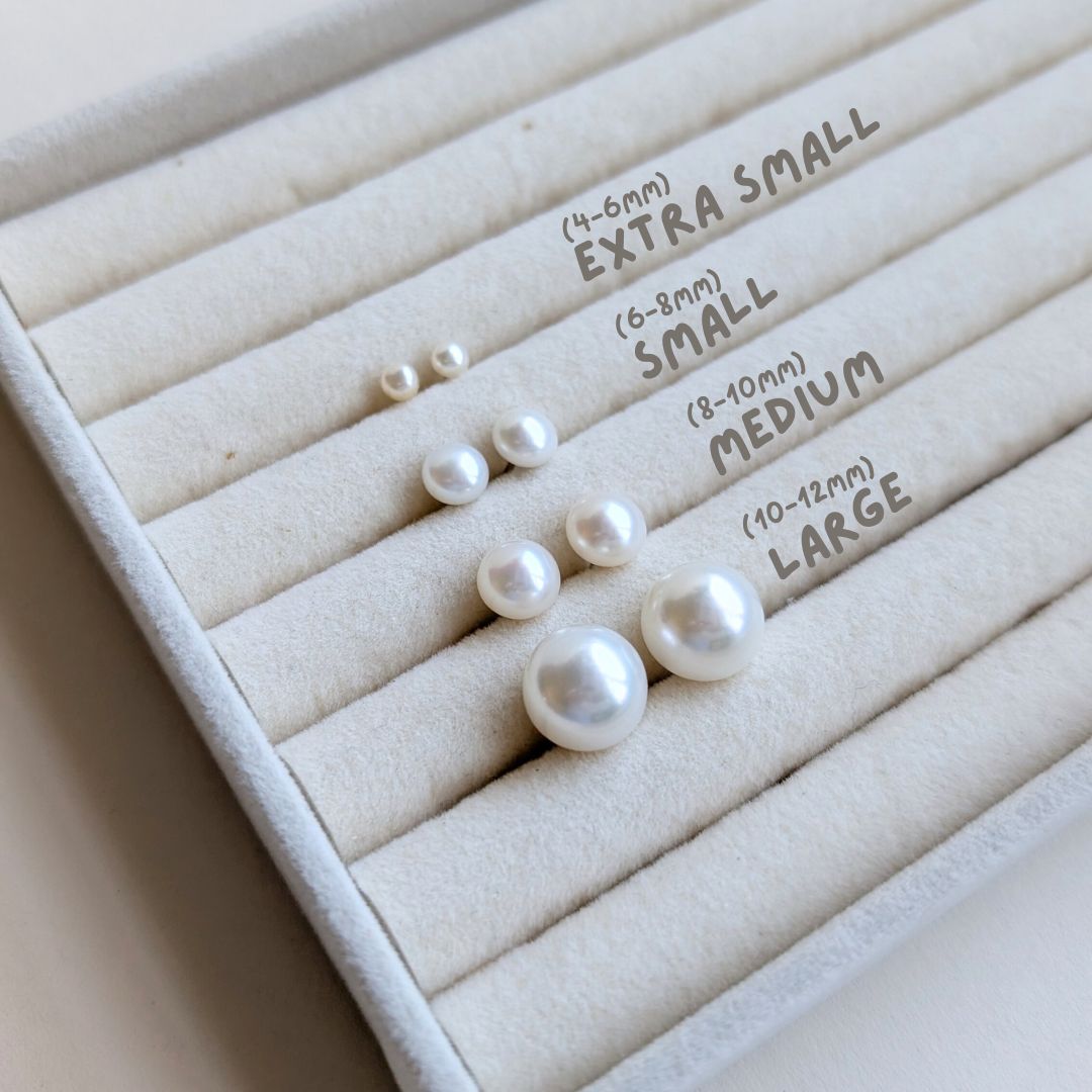 Button Pearl Studs | Medium