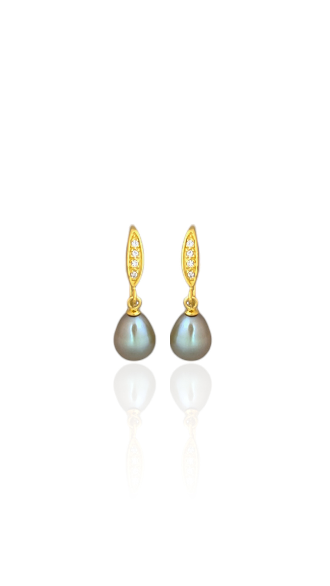 Golden Green Pearl Drop Earring