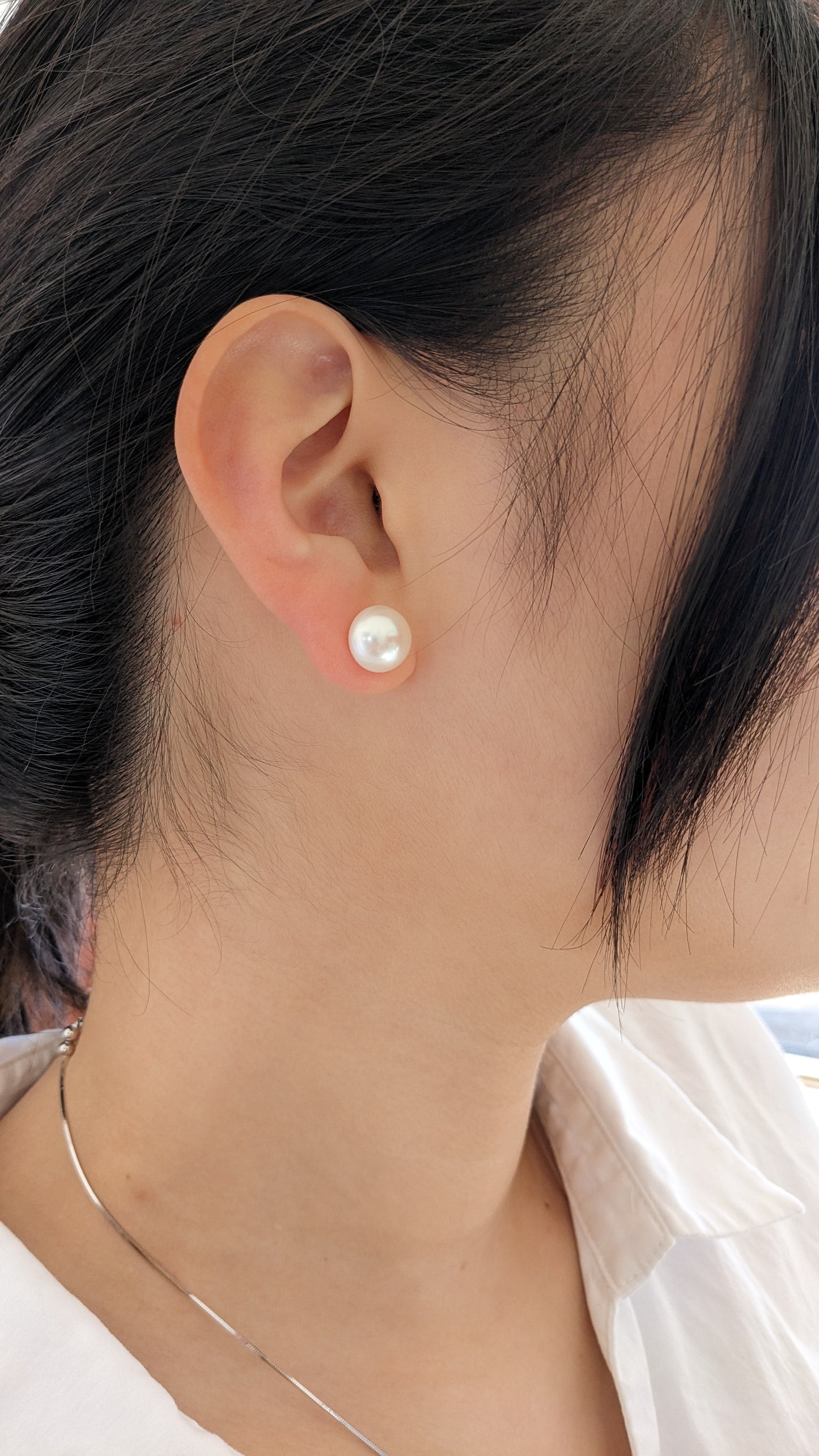 Button Pearl Studs | Large