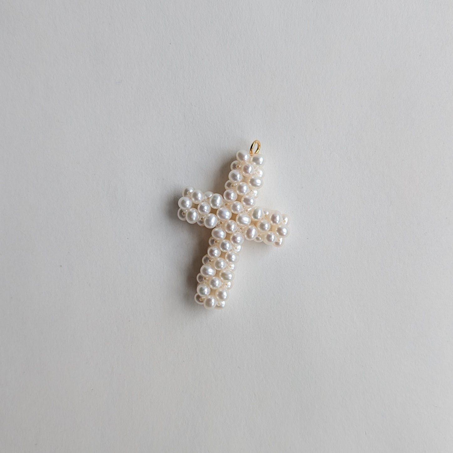 Woven Pearl Cross Pendant