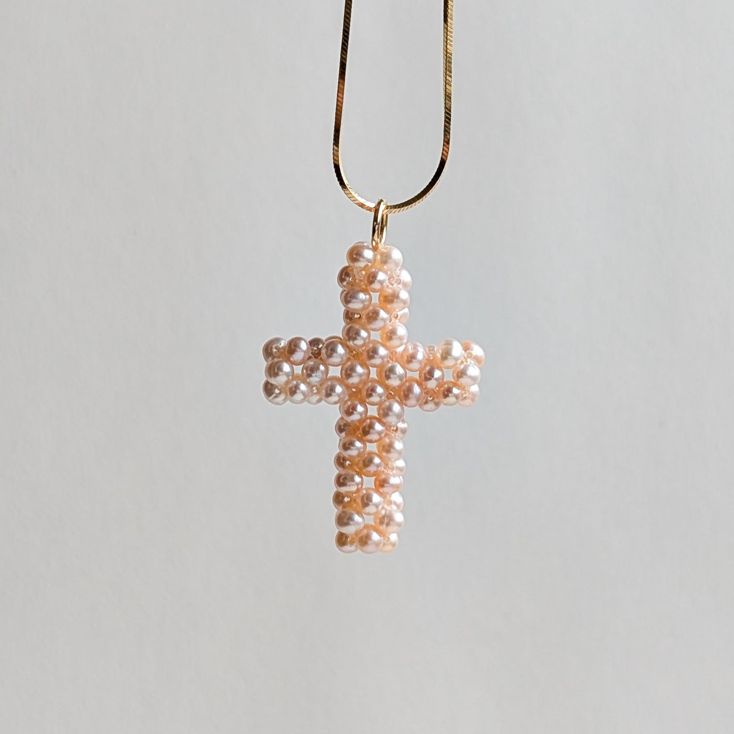 Woven Pearl Cross Pendant