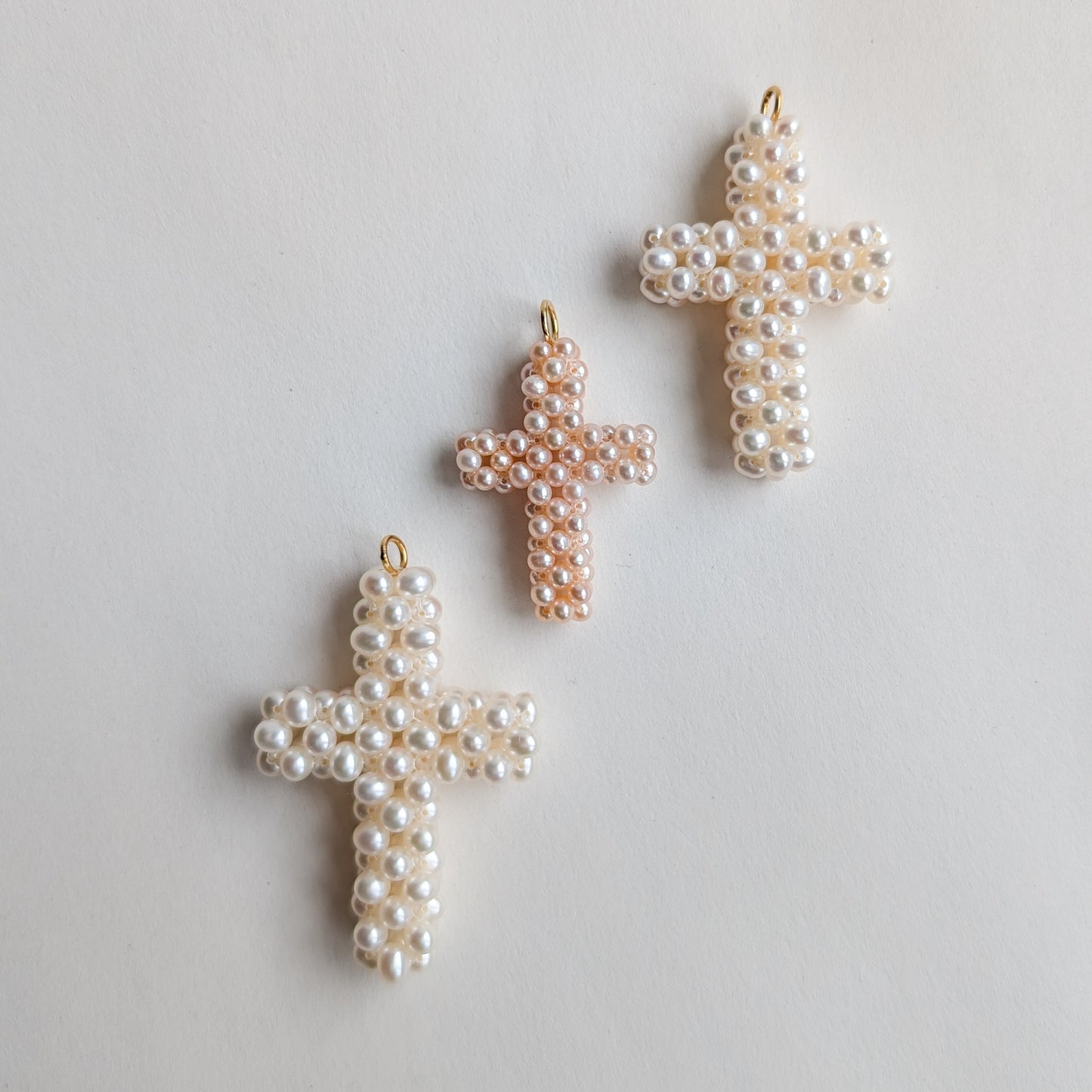 Woven Pearl Cross Pendant