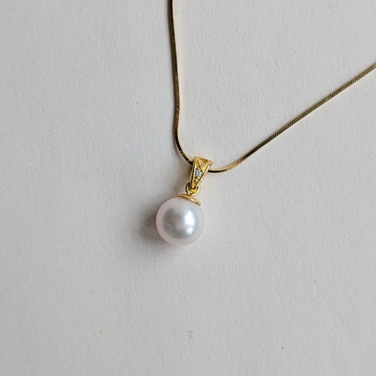 Gold Plated Sterling Silver 10mm Pearl Pendant