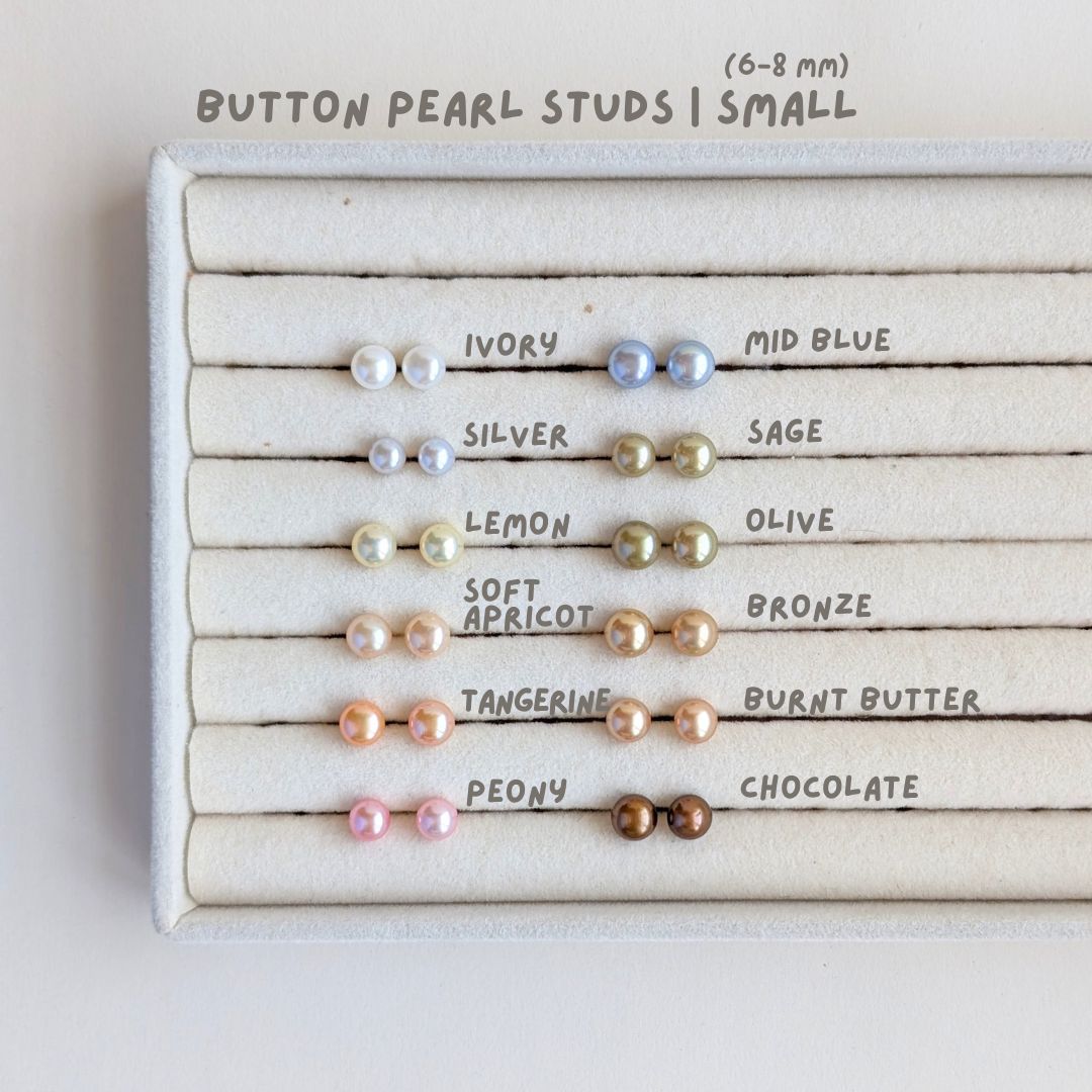 Button Pearl Studs | Small