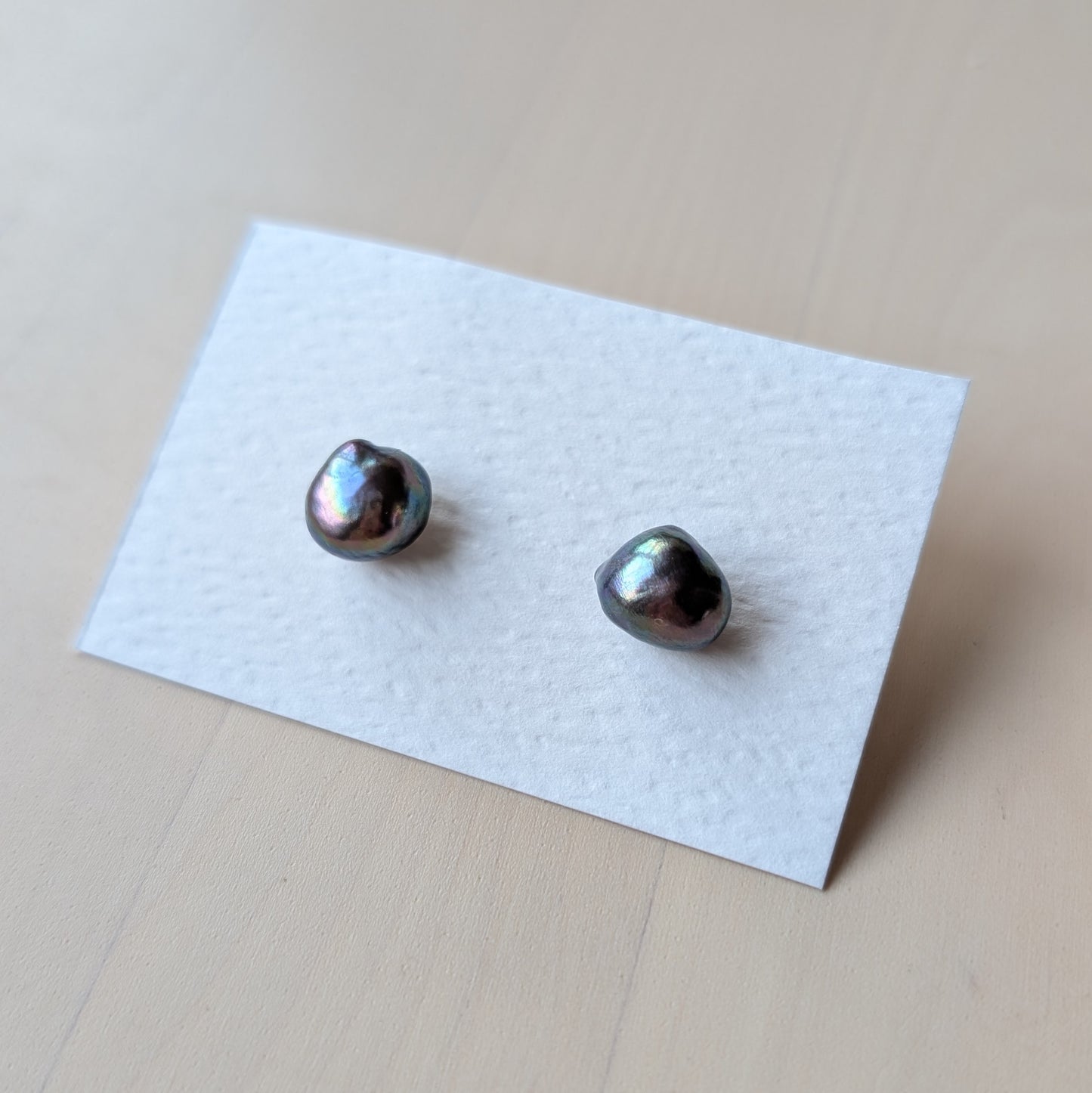 Keshi Pearl Stud | Peacock Blue